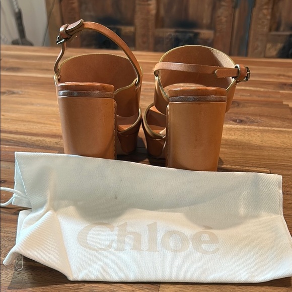 Chloe Tan Platform Sandals with Chunky Heel size 8 - Picture 8 of 15